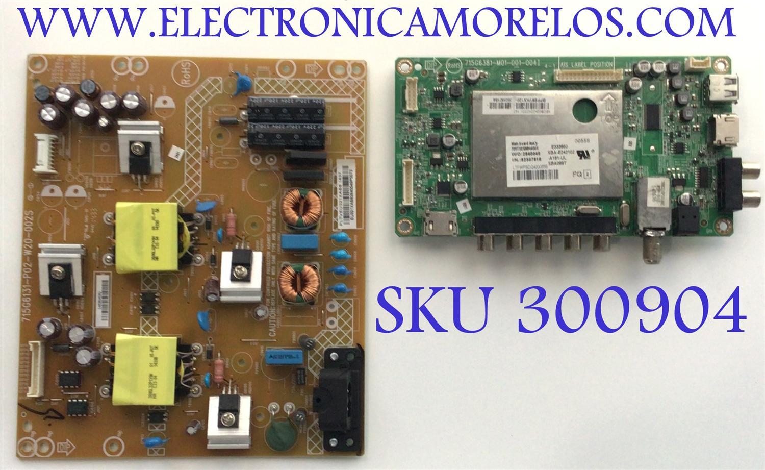 KIT DE TARJETAS PARA TV VIZIO / MAIN XECB02K026 / 715G6381-M01-001-004I / FUENTE PLTVEU321XAB8 / 715G6131-P02-W20-002S / D4828045382 / PANEL TPT390J1-HVN04 REV:S000Q / MODELO E390-B1E LTFWPS